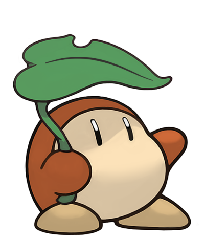 hari (kureon), waddle dee, kirby (series), nintendo, lowres, holding, holding leaf, leaf, no humans, no mouth, plant, white background, | |