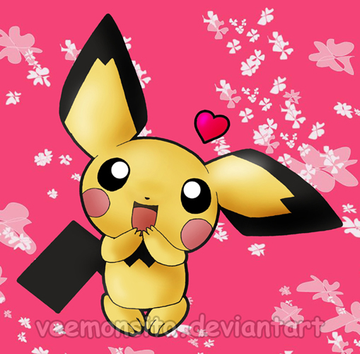 pichu, nintendo, pokemon, gen 2 pokemon, heart, looking at viewer, no humans, pokemon (creature), smile, solo, tail