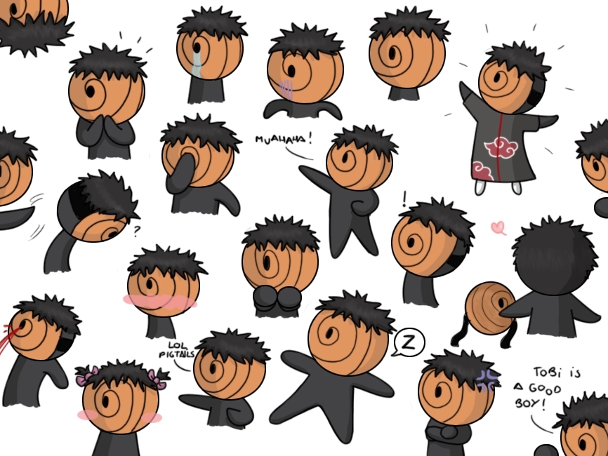 saurien, tobi (naruto), uchiha obito, naruto (series), naruto shippuuden, tagme, akatsuki (naruto), chibi, the many faces of