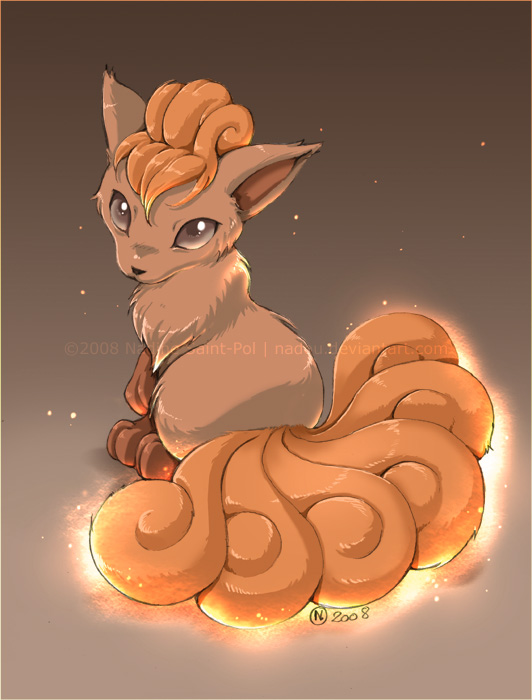 vulpix, nintendo, pokemon, animal, brown eyes, fire, fox, gen 1 pokemon, glowing, pokemon (creature), tail