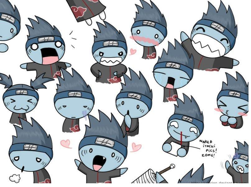 saurien, hoshigaki kisame, naruto (classic), naruto (series), akatsuki (naruto), chibi, samehada (sword), sword, the many faces of, weapon
