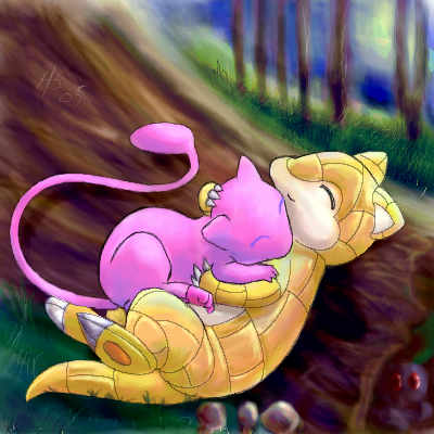 mew (pokemon), sandshrew, nintendo, pokemon, lowres, tagme, gen 1 pokemon, hug, legendary pokemon, mythical pokemon, pokemon (creature)