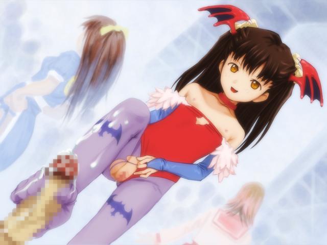 kobayashi yuji, lilith (darkstalkers), capcom, darkstalkers, censored, cosplay, feet, footjob, lilith (darkstalkers) (cosplay), loli, penis