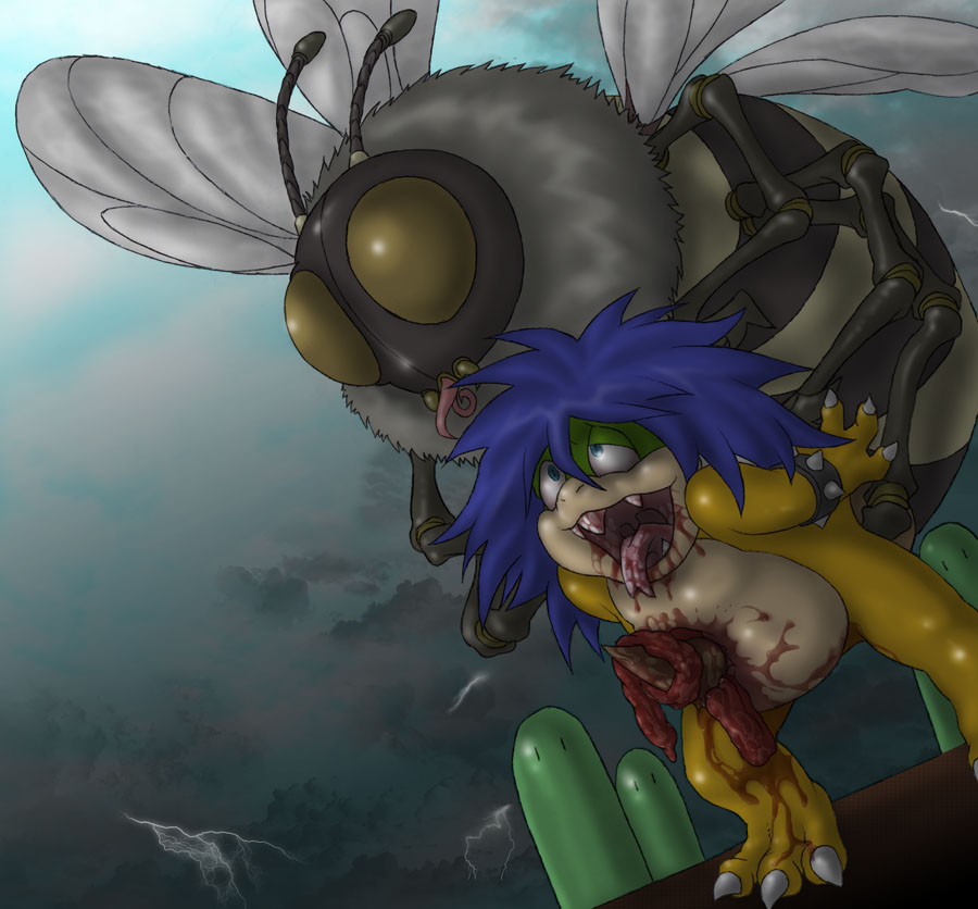 zetsho, koopa, koopalings, ludwig von koopa, nintendo, super mario bros. 1, bee, blood, bug, guro, impaled
