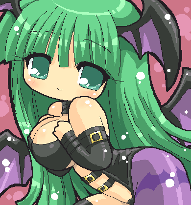 morrigan aensland, capcom, darkstalkers, lowres, chibi, demon girl, green eyes, green hair