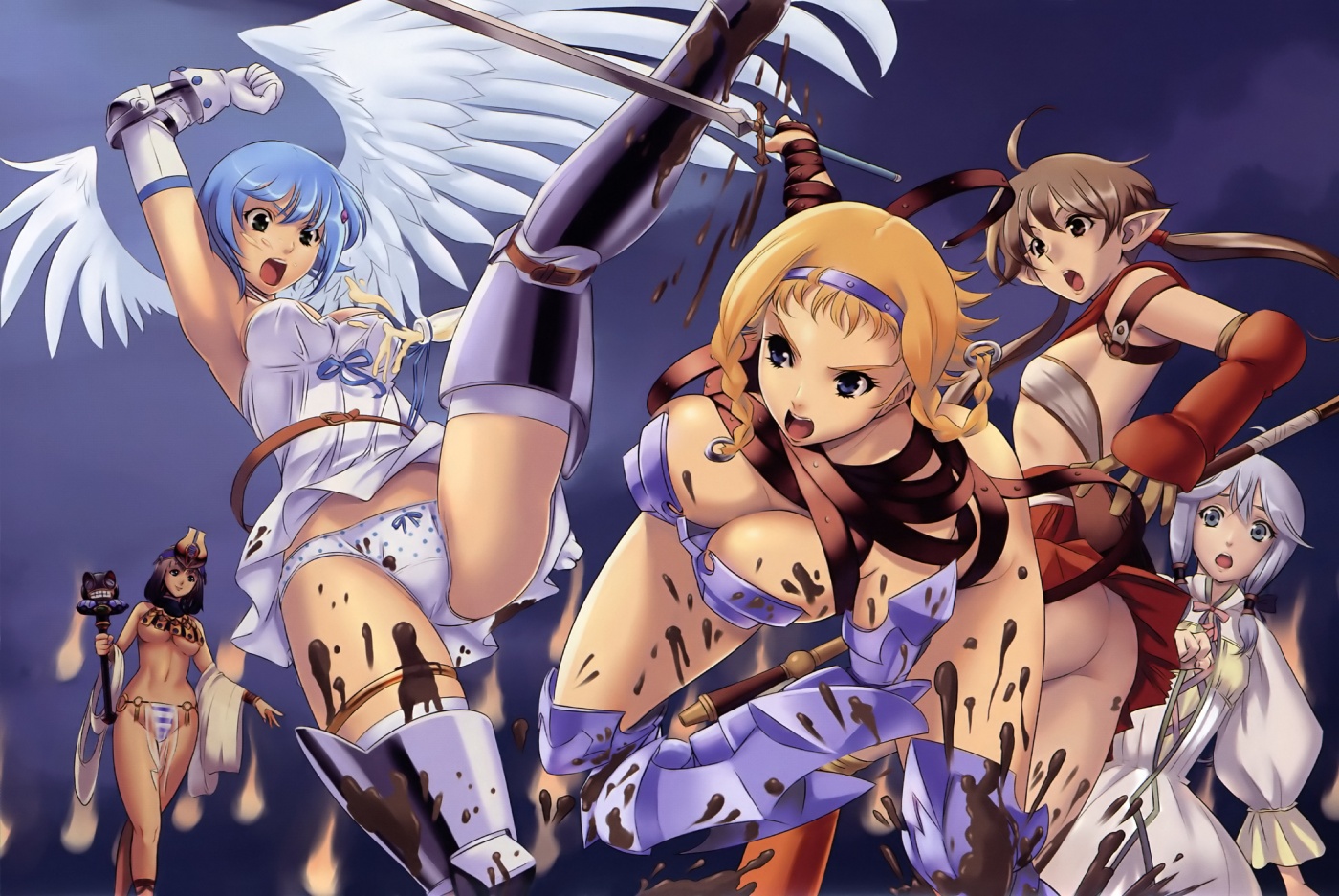 eiwa, leina (queen's blade), menace (queen's blade), nanael (queen's blade), nowa (queen's blade), queen's blade, 00s, panties, polka dot, underwear