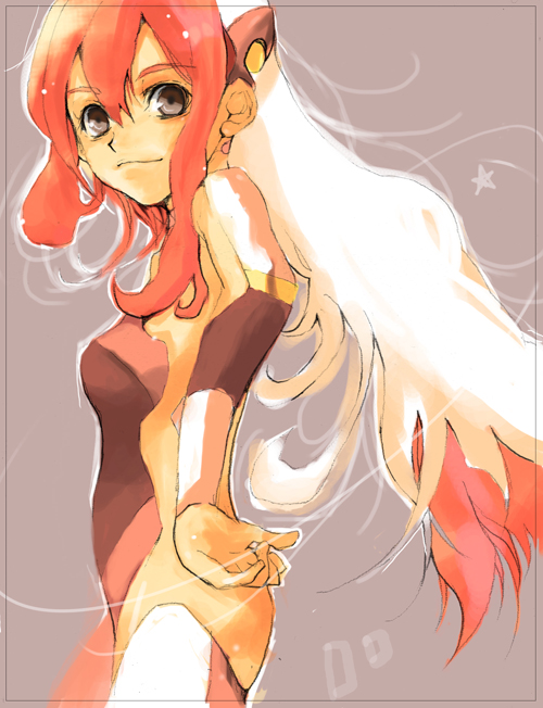 aogiri, birdy cephon altera, tetsuwan birdy decode, bad id, bad pixiv id, 00s, 1girl, boots, elbow gloves, female focus, gloves, long hair, multicolored hair, pink hair, smile, solo, thigh boots, thighhighs, two-tone hair