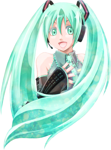 tadasawa, yuizawa, hatsune miku, vocaloid, aqua eyes, aqua hair, detached sleeves, long hair, necktie, solo, twintails, very long hair