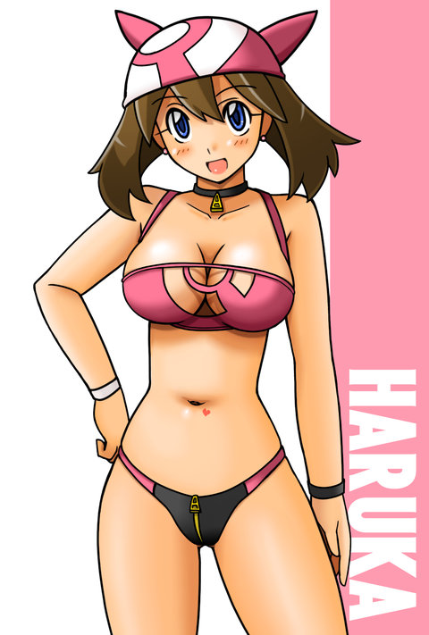 tsumitani daisuke, may (pokemon), nintendo, pokemon, 1girl, bikini, breasts, female focus, solo, swimsuit