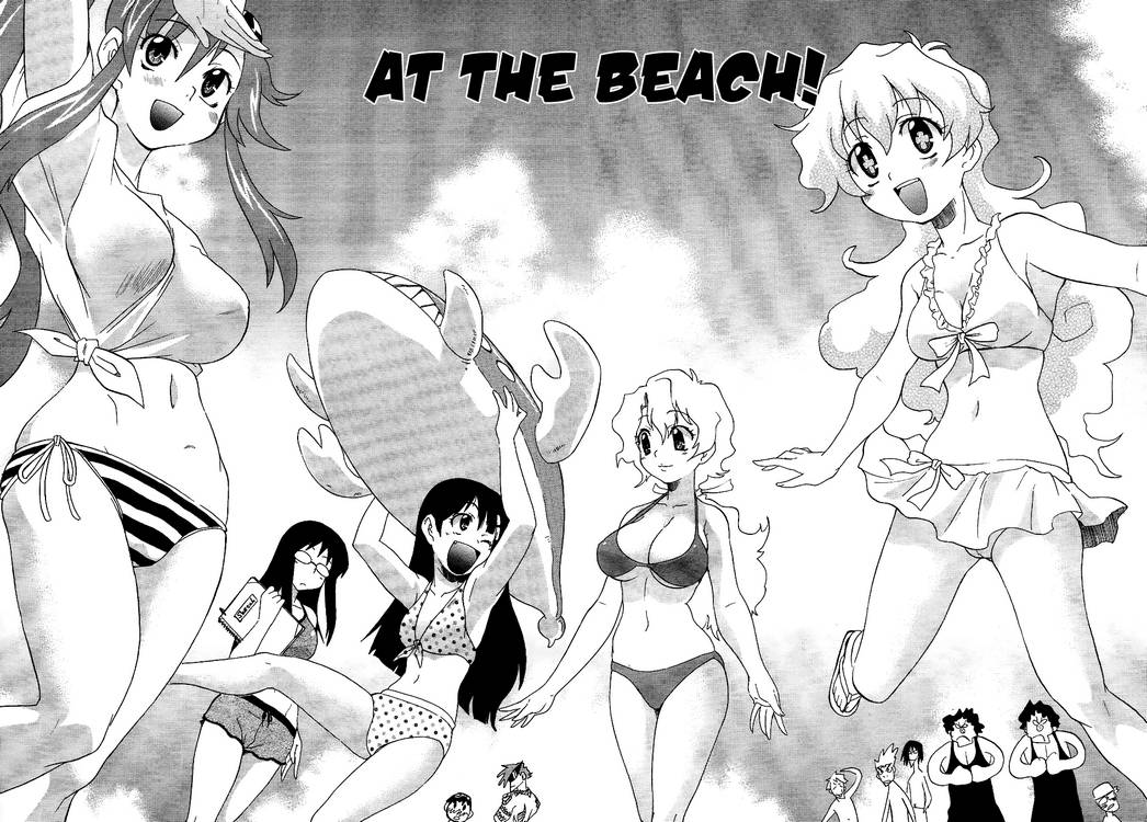 kamina (ttgl), kinon bachika, kittan bachika, kiyal bachika, kiyoh bachika, nia teppelin, simon (ttgl), yoko littner, guren gakuenhen, tengen toppa gurren lagann, + +, 00s, 5girls, 6+boys, beach, bikini, cross-shaped pupils, frilled bikini, frills, greyscale, monochrome, multiple boys, multiple girls, polka dot, polka dot bikini, side-tie bikini bottom, striped bikini, striped clothes, swimsuit, symbol-shaped pupils