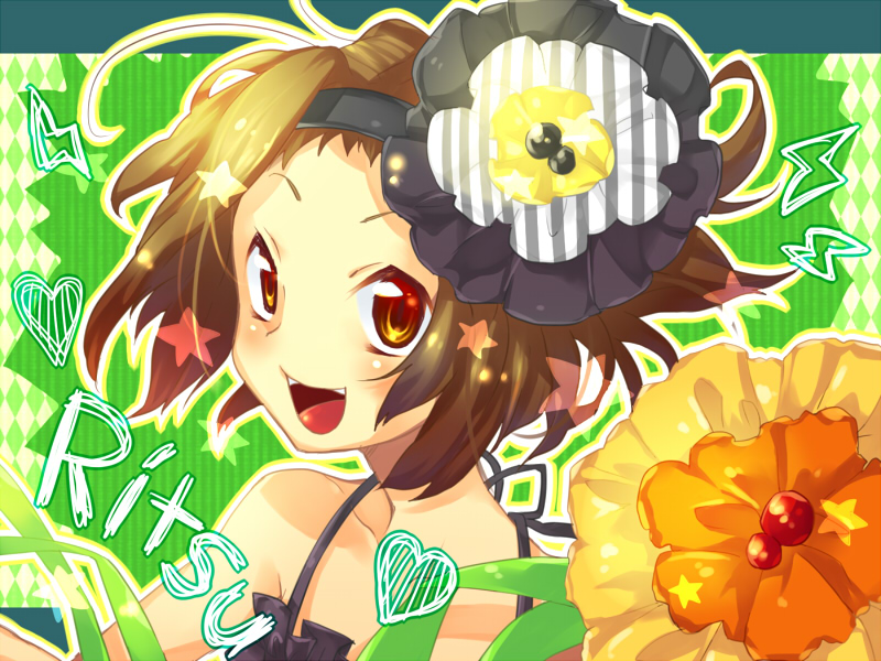 shiratamako, tainaka ritsu, don't say "lazy", k-on!, bad id, bad pixiv id, 00s, 1girl, brown eyes, brown hair, female focus, hair ornament, hairband, short hair, solo, tomboy