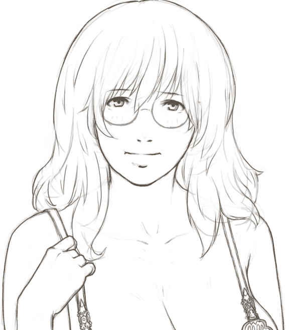 alva, bra, glasses, greyscale, lingerie, monochrome, sketch, underwear