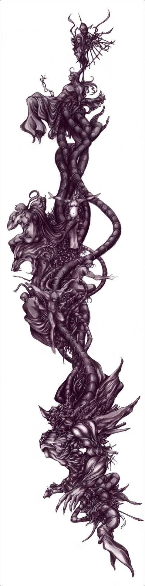 cefca palazzo, final fantasy, final fantasy vi, highres, long image, tall image, 1990s (style), monochrome, no humans, purple theme