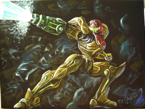 samus aran, metroid, nintendo, arm cannon, armor, laser, power suit (metroid), varia suit, weapon