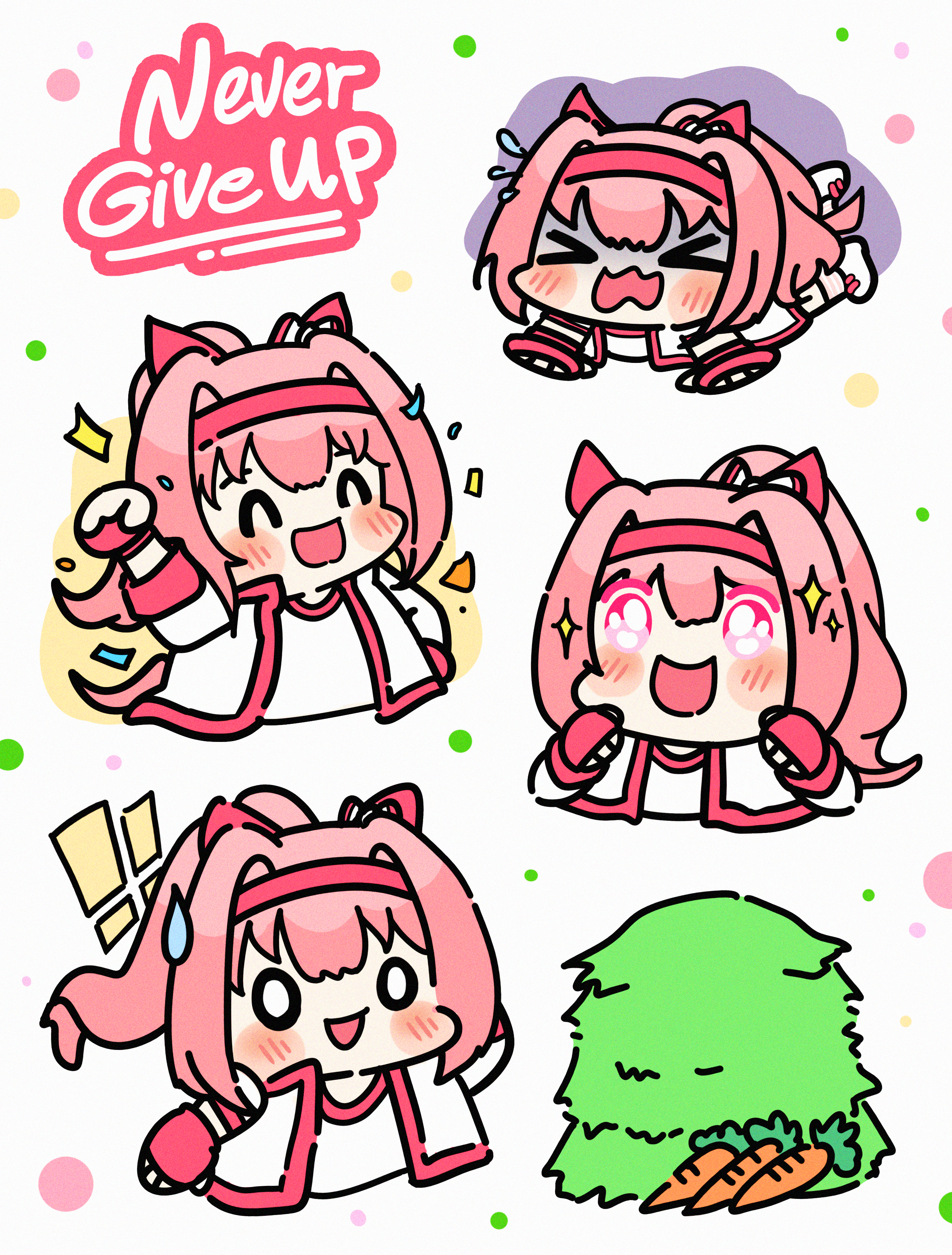 haru urara (bestest prize) (umamusume), haru urara (umamusume), umamusume, absurdres, highres, animal ears, blush, bow, chibi, crying, ear bow, ear covers, gym uniform, hair between eyes, horse ears, horse girl, horse tail, long hair, open mouth, ryegrass for haru urara, shirt, smile, tacidud, tail