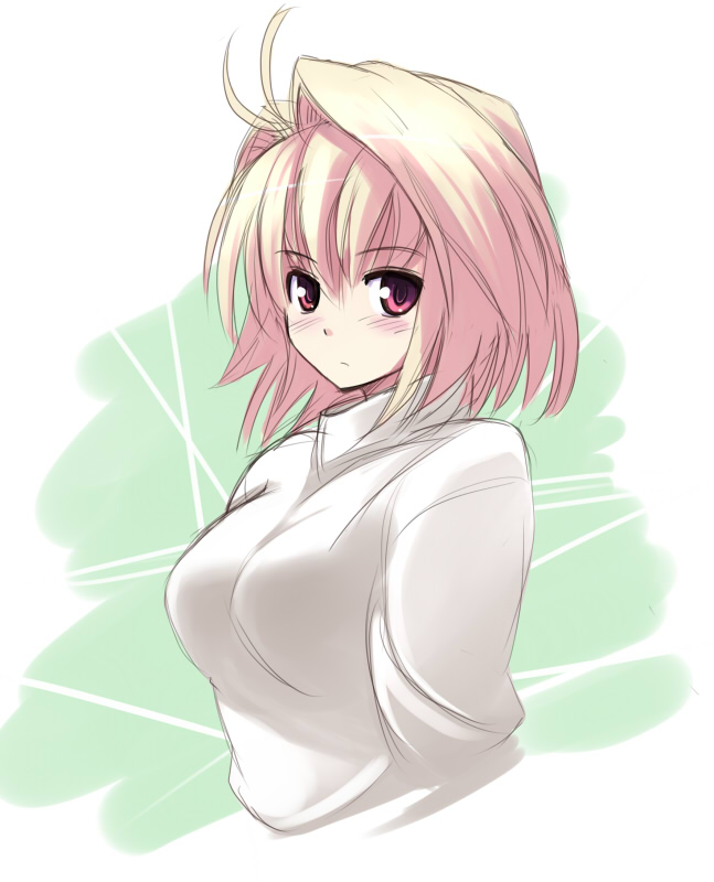 seo tatsuya, arcueid brunestud, tsukihime, 00s, 1girl, blonde hair, female focus, red eyes, short hair, solo