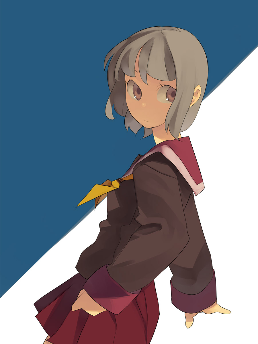 hama (22ji kara 24ji), original, highres, brown eyes, sailor, school uniform, serafuku, short hair, skirt