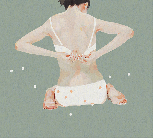 kumaori jun, original, bad tag, duplicate, barefoot, bra, feet, lingerie, panties, underwear, undressing