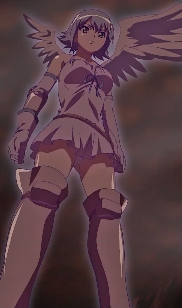 nanael (queen's blade), queen's blade, screencap, 00s, angel, angel wings, from below, panties, underwear, wings