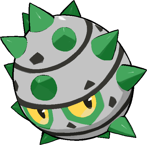 kawaanago, ferroseed, nintendo, pokemon, commentary request, lowres, full body, gen 5 pokemon, no humans, pokemon (creature), pokemon focus, solo, spikes, transparent background