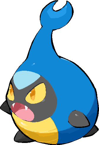 kawaanago, karrablast, nintendo, pokemon, commentary request, lowres, colored sclera, fangs, full body, gen 5 pokemon, no humans, open mouth, orange eyes, pokemon (creature), pokemon focus, solo, transparent background, yellow sclera