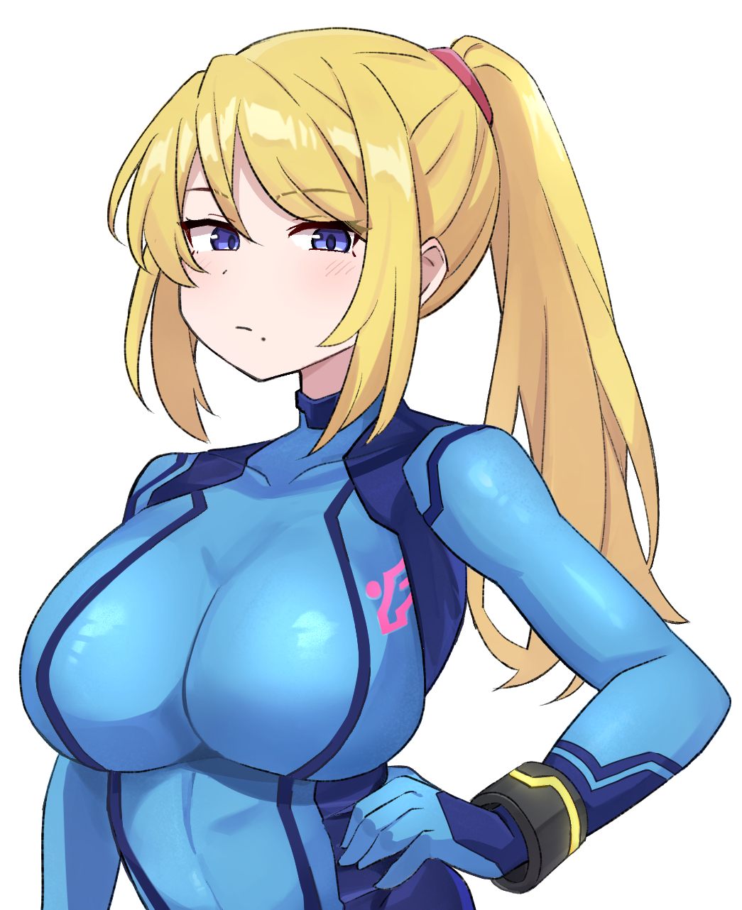 samus aran, metroid, nintendo, highres, 1girl, blonde hair, breasts, large breasts, long hair, zero suit