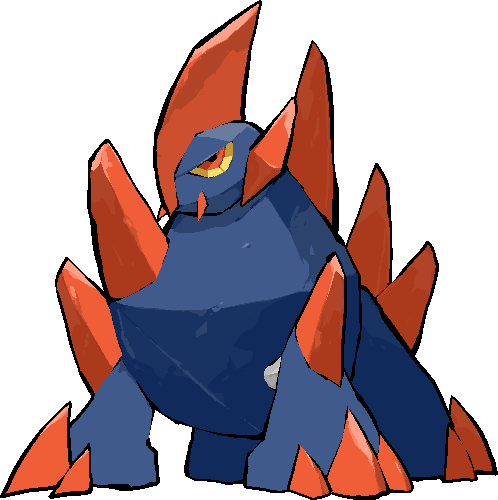 kawaanago, gigalith, nintendo, pokemon, commentary request, lowres, crystal, full body, gen 5 pokemon, no humans, pokemon (creature), pokemon focus, red eyes, solo, transparent background