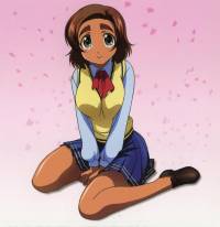 ikuina sumi, amaenaideyo!!, lowres, tagme, 00s, brown hair, dark skin, school uniform