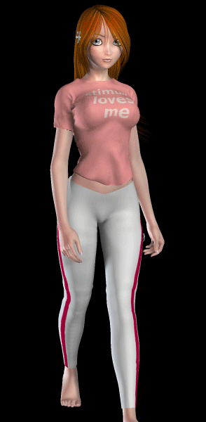 stimuli, inoue orihime, bleach, animated, animated gif, 00s, 1girl, 3d, artist name, barefoot, black background, bouncing breasts, breasts, clothes writing, curvy, female focus, grey eyes, large breasts, long hair, looking at viewer, orange hair, pants, shirt, simple background, solo, t-shirt, taut clothes, taut shirt, walking, wide hips