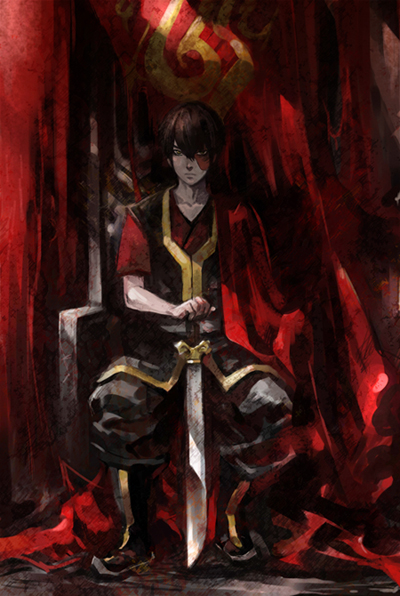 avici, zuko, avatar: the last airbender, avatar legends, nickelodeon, bad id, bad pixiv id, 1boy, male focus, short hair, sitting, solo, sword, weapon