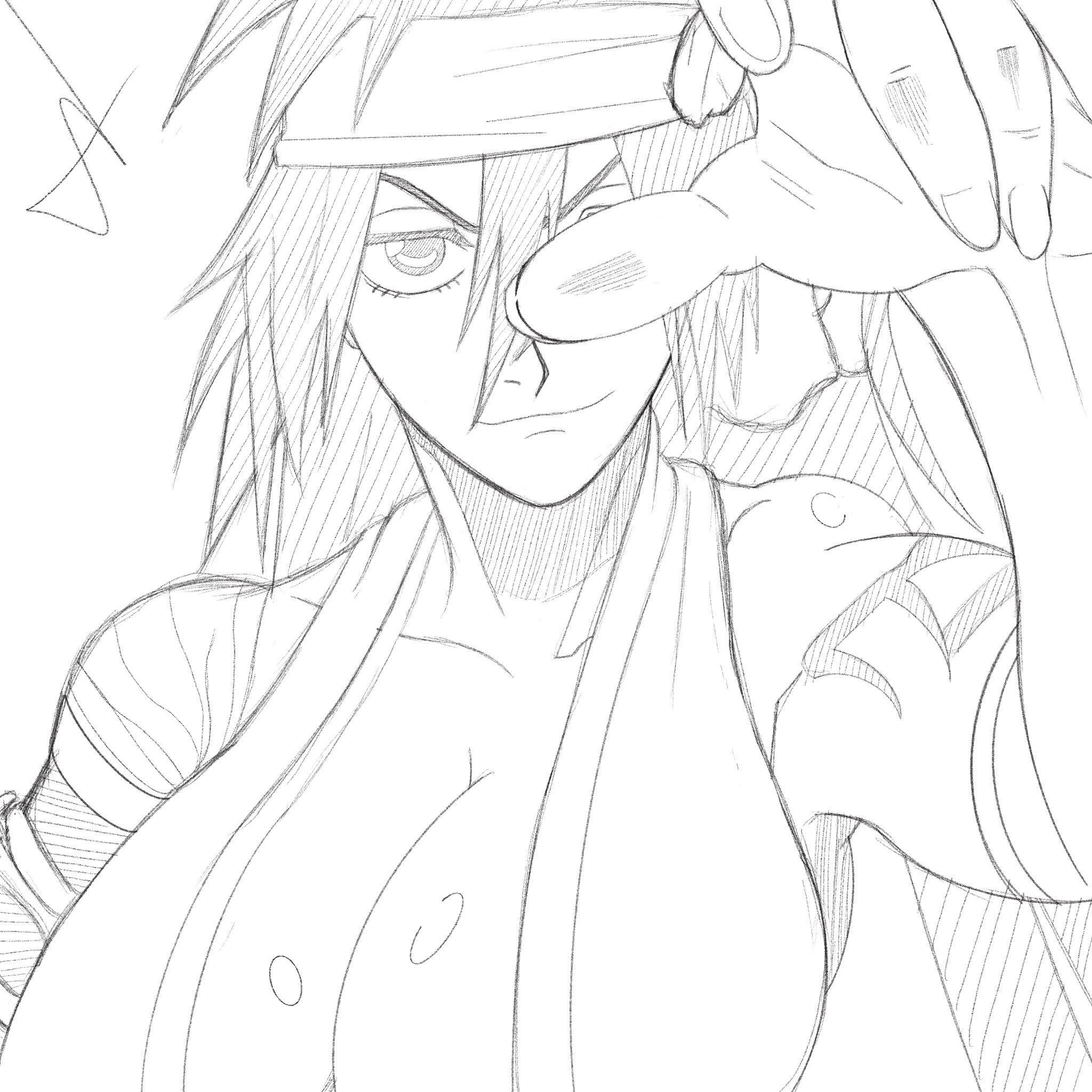 bkaart27, shiba kuukaku, bleach, 1girl, breasts, cleavage, collarbone, huge breasts, long hair, looking at viewer, solo