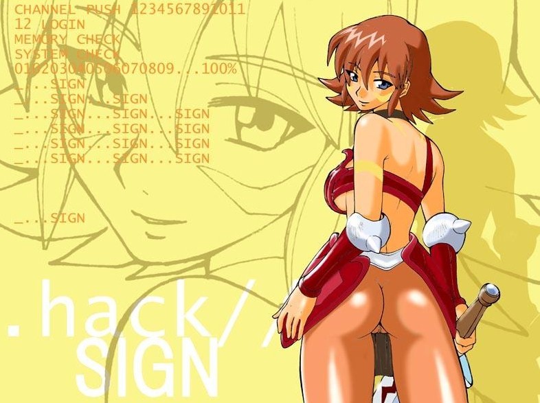 mimiru (.hack//), .hack//, .hack//sign, bandai, cyber connect 2, 00s, armor, ass, smile, sword, weapon
