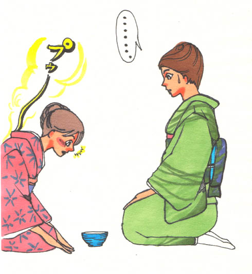 riria, bowl, fart, japanese clothes, kimono