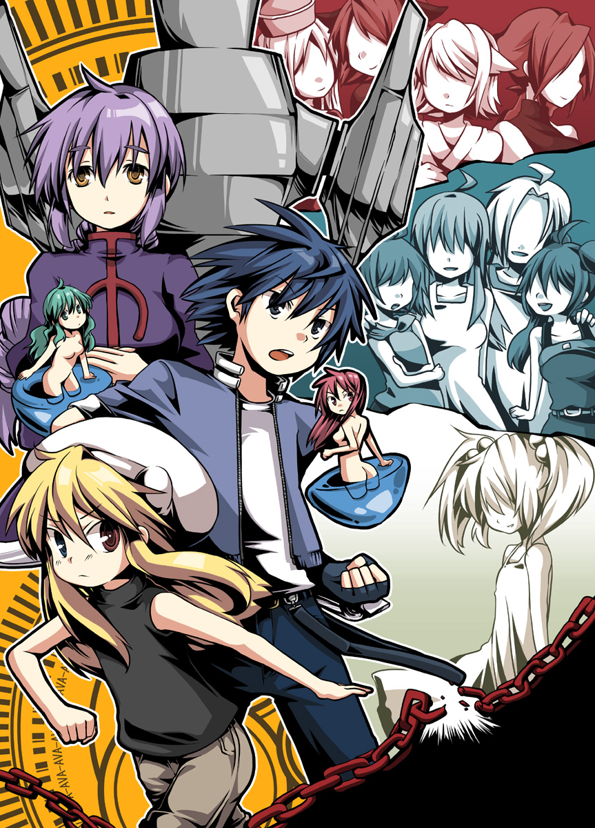 minogame, tekin, al4th, aoxola, aozora (radio zonde), dead liar, denli, denri (radio zonde), fossil maiden, kagura (hellsinker), mahilo, mahiro (radio zonde), million lives, minogame (hellsinker), nine lives, saraba-maru, saraga-maru, temperament nil, tobari-maru, togari-maru, unnamed 771, yoxola, yozora (radio zonde), hellsinker, radio zonde, annotated, annotation request, bad id, bad pixiv id, highres, 2boys, 6+girls, ahoge, animal ears, cat ears, chain, creator connection, everyone, fairy, hat, heterochromia, hidden eyes, multiple boys, multiple girls, short twintails, teeth, twintails, upper teeth only