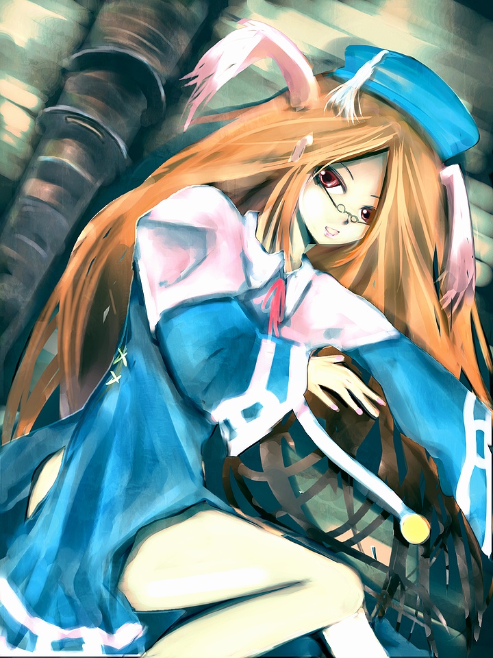 momo (breath of fire), breath of fire, breath of fire iii, bad id, bad pixiv id, cannon, dress, gown, m1 bazooka, orange hair, rocket launcher, solo, weapon