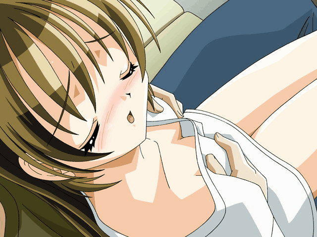 momohashi maina, inmai baby, animated, animated gif, aged down, blush, breasts, brown hair, closed eyes, grabbing another's breast, groping, loli, open mouth, rubbing