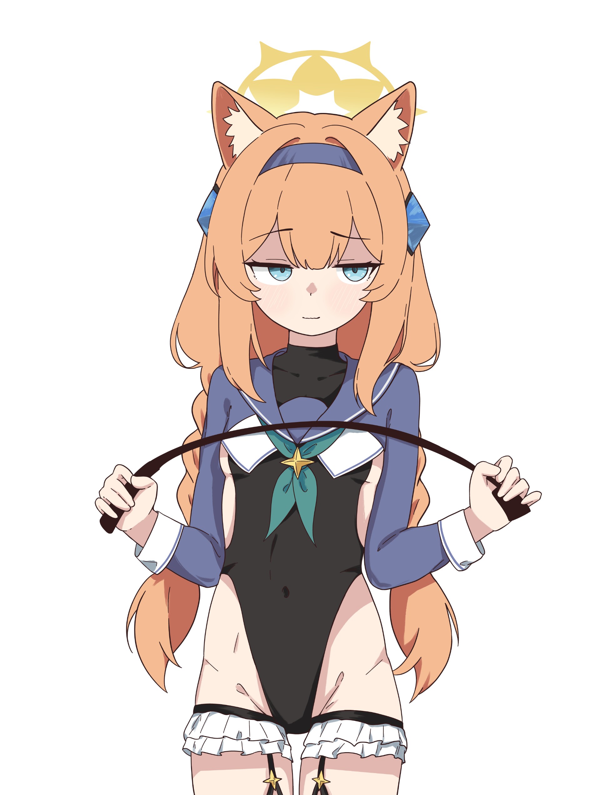 mari (blue archive), shimiko (blue archive), shimiko (magical) (blue archive), blue archive, tagme, 1girl, blue eyes, groin, orange hair