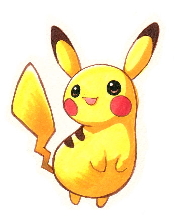 kawaguchi akira, pikachu, nintendo, pokemon, gen 1 pokemon, no humans, pokemon (creature), pokemon focus, simple background, solo, white background