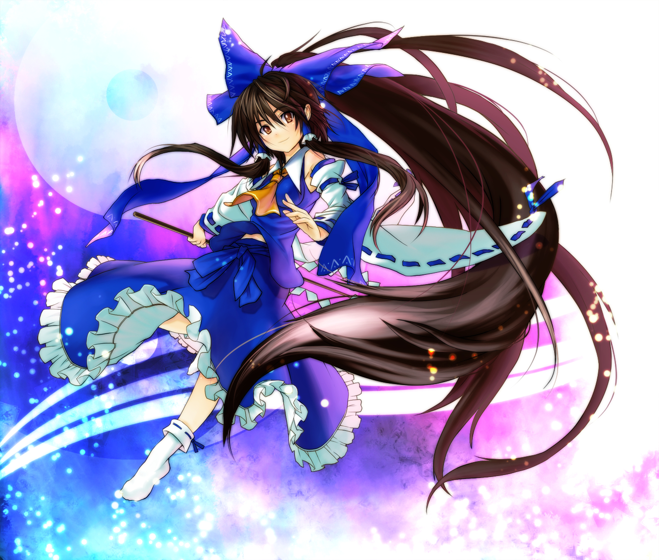 eho (icbm), kaiho, hakurei reimu, immaterial and missing power, touhou, bad id, bad pixiv id, 1girl, alternate color, female focus, long hair, solo, very long hair