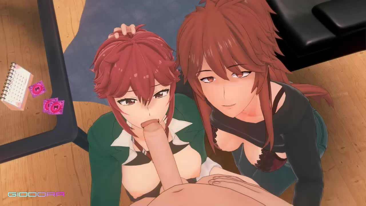 giddora, aizawa akemi, aizawa tomo, tomo-chan wa onna no ko, animated, tagme, video, 1boy, 2girls, 3d, after fellatio, artist name, ass, assisted fellatio, black bra, black shirt, black skirt, blazer, blue pants, bra, bra lift, breasts, breasts out, closed eyes, clothes lift, denim, embarrassed, feet out of frame, fellatio, from above, green jacket, hand on another's head, hand on another's shoulder, hetero, irrumatio, jacket, kneeling, large breasts, long hair, long sleeves, looking at another, looking at viewer, looking to the side, looking up, mature female, mother and daughter, multiple girls, naughty face, nipples, open clothes, open jacket, open mouth, open shirt, oral, pants, penis, ponytail, pov, pov crotch, red bra, red eyes, red hair, school uniform, sexual coaching, shirt, shirt lift, short hair, skirt, tomboy, two-tone bra, uncensored, underwear, white shirt