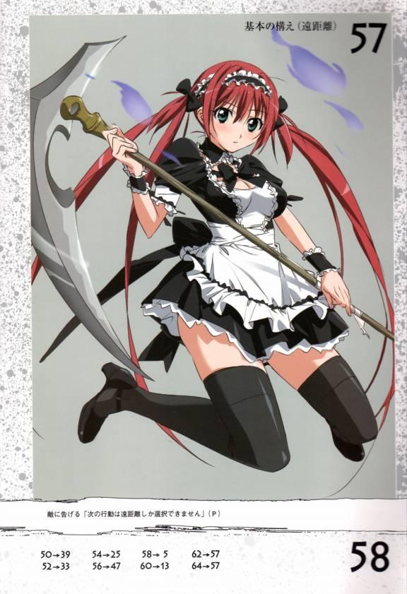 airi (queen's blade), queen's blade, 00s, maid, scythe, thighhighs, yamato bomber