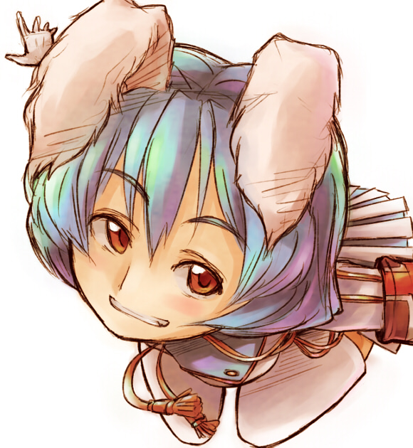 jailbird, chiester410, umineko no naku koro ni, 00s, 1girl, animal ears, blue hair, female focus, rabbit ears, red eyes, showgirl skirt, solo