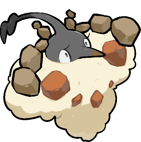 kawaanago, wormadam, wormadam (sandy), nintendo, pokemon, commentary request, lowres, eyelashes, full body, gen 4 pokemon, no humans, pointy nose, pokemon (creature), pokemon focus, rock, solo, transparent background
