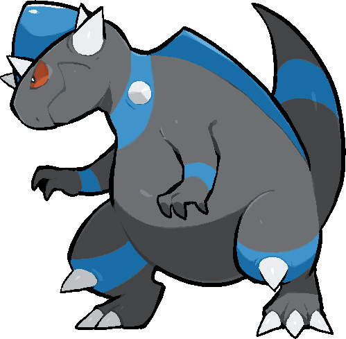 kawaanago, rampardos, nintendo, pokemon, commentary request, lowres, claws, closed mouth, full body, gen 4 pokemon, no humans, pokemon (creature), pokemon focus, solo, spikes, standing, transparent background
