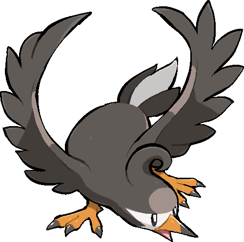 kawaanago, staravia, nintendo, pokemon, commentary request, lowres, animal focus, bird, full body, gen 4 pokemon, no humans, open mouth, pokemon (creature), pokemon focus, solo, transparent background