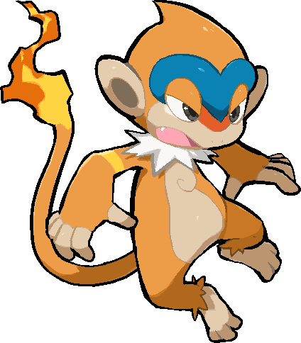 kawaanago, monferno, nintendo, pokemon, commentary request, lowres, fang, fire, flame-tipped tail, full body, gen 4 pokemon, grey eyes, open mouth, pokemon (creature), pokemon focus, solo, tail, transparent background