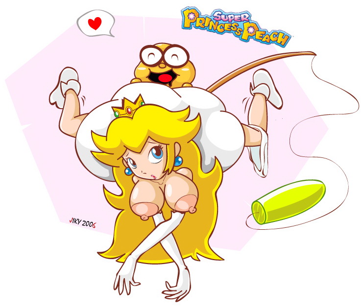 jiky, lakitu, princess peach, mario (series), nintendo, super mario bros. 1, super princess peach, 1boy, 1girl, blonde hair, blue eyes, breasts, captured, closed eyes, cloud, earrings, elbow gloves, fishing rod, gloves, implied sex, jewelry, large areolae, large breasts, laughing, long hair, nipples, panties, panties around leg, princess, rape, sex, sex from behind, socks, spread legs, underwear, white panties