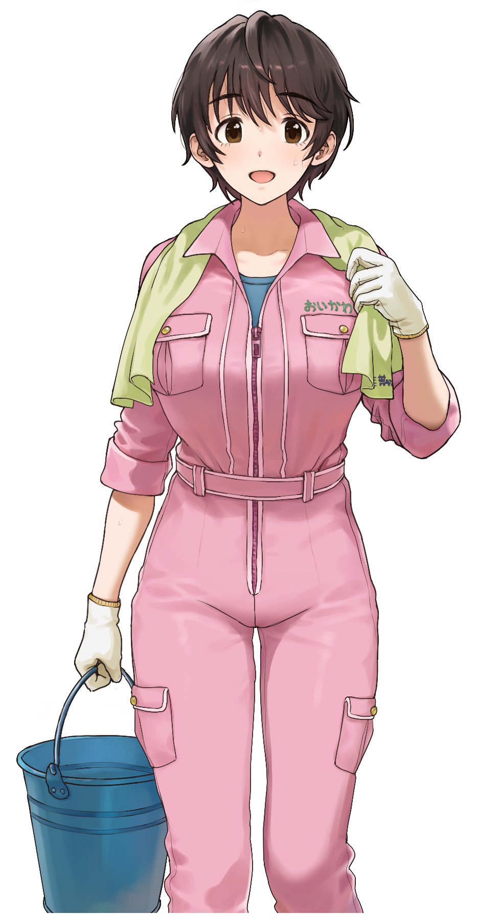 imaninjaguy, oikawa shizuku, idolmaster, idolmaster cinderella girls, tagme, 1girl, breasts, gloves, large breasts, short hair, smile