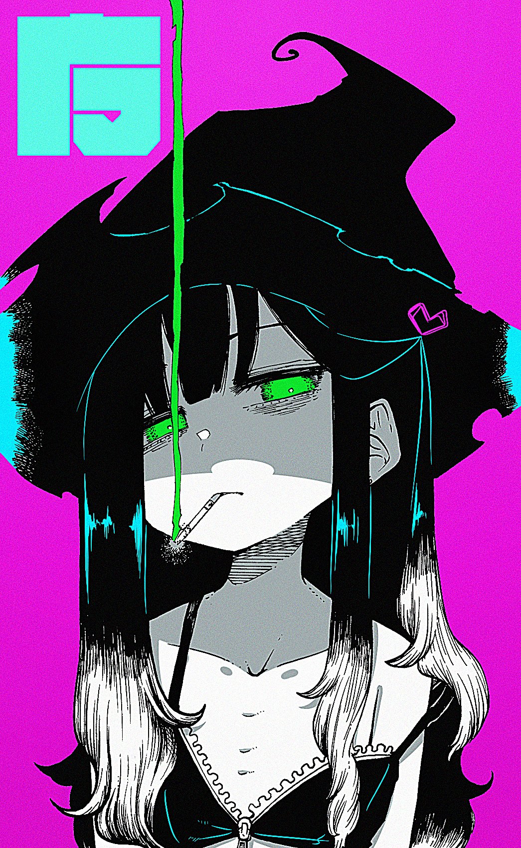 sibanoue1561, tagme, 1girl, green eyes, hat, looking at viewer, witch, witch hat