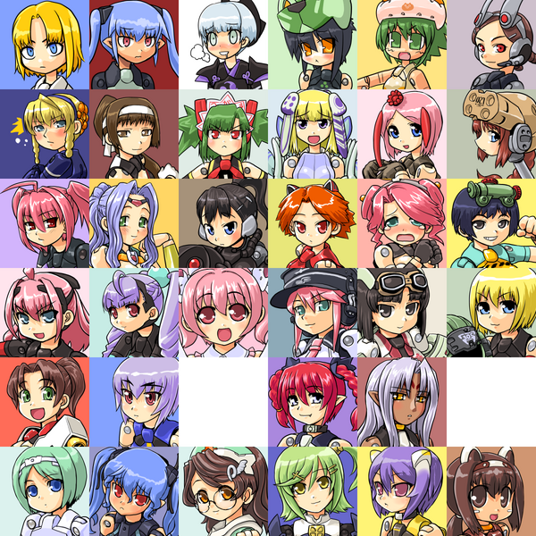 ach, dd (ijigendd), arnval, asuka (busou shinki), benio, bright feather (busou shinki), espadia, eukrante, fort bragg, fubuki (busou shinki), graffias, grapprap, harmony grace, hishimiya tsugaru, howling (busou shinki), ianeira, juvisy, lancamento, maochao, murmeltier, partio, pomock, schmetterling marie, strarf, tigris, valona, vespelio, vitulus, waffebunny, waffedolphin, werkstra, xiphos, yda, zelnogrard, zyrdarya, busou shinki, 10s, chart